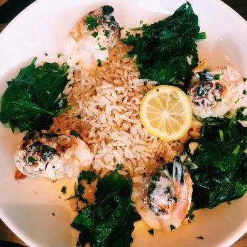Maggie McFly's - Crab stuffed shrimp with whole grain rice and spinach - New American Near Me - Virginia Beach, Virginia Maggie McFly's - Crab stuffed shrimp with whole grain rice and spinach - New American Near Me - Virginia Beach, Virginia