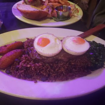 SOB's - Black rice, skirt steak, fried egg and sweet plaintain - Music Venues Near Me - New York, New York SOB's - Black rice, skirt steak, fried egg and sweet plaintain - Music Venues Near Me - New York, New York
