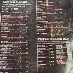 Menu - signature sandwiches and salad bar