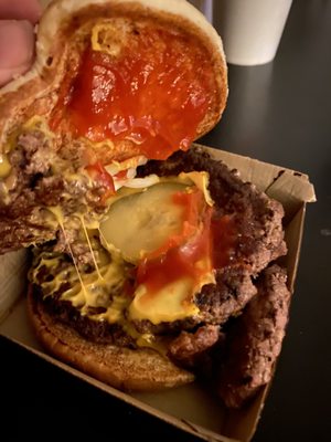 Photo of McDonald's - Riverside, CA, US. My horribly made Double Bacon Quarter Pounder with Cheese