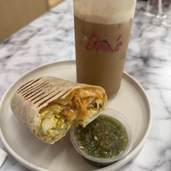 Dre's Cafe - Breakfast burrito with bacon  Dre's cold brew - Coffee & Tea Near Me - Los Angeles, California