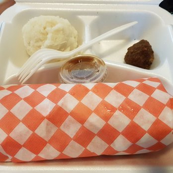 Pop Up House - Combo A. Mashed potatoes, hot dog, and the homemade meatballs (there were three but i couldn't help myself). Came with a milk tea for $2.80 - Desserts Near Me - Markham, Ontario