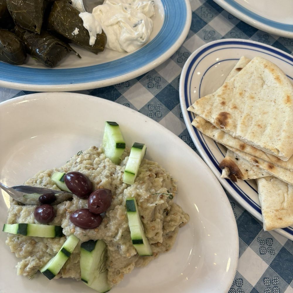 Eggplant Dip , Stuffed Grape Leaves Eggplant Dip , Stuffed Grape Leaves