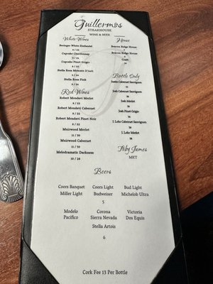 Menu photo 2 Guillermo’s Steakhouse Delano, CA