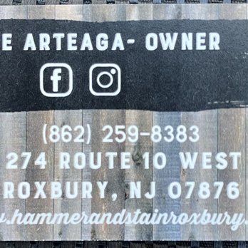 Hammer & Stain Roxbury - Business card - Arts & Crafts Near Me - Succasunna, New Jersey