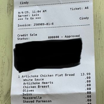 Sourdough & Co.  - Lunch Receipt - Sandwiches Near Me - San Mateo, California