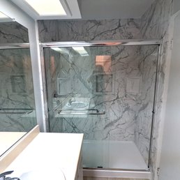 New walk-in shower. New walk-in shower.