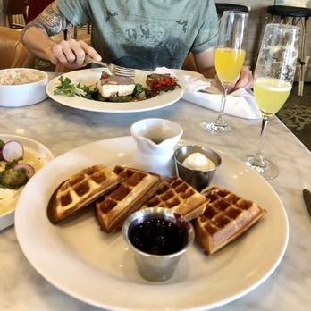 et al. - Mochi Waffle and Grilled Kona Kampachi with mimosas. - Breakfast & Brunch Near Me - Honolulu, Hawaii