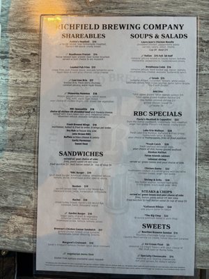 Menu photo 1 The Richfield Brewing Richfield, OH Menu photo 1 The Richfield Brewing Richfield, OH