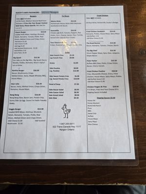 Menu photo 1 Ducky's Diner Nipigon, ON