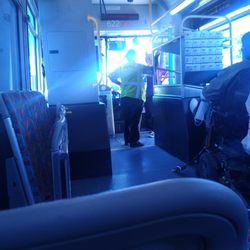 Victor Valley Transit - Horrible bus company. This driver took a break to talk to a woman who came out of a white SUV as Passengers waited in to finish talking
