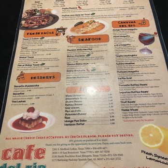 Cafe Del Rio - the menu of the restaurant - Tex-Mex Near Me - Mesquite, Texas Cafe Del Rio - the menu of the restaurant - Tex-Mex Near Me - Mesquite, Texas