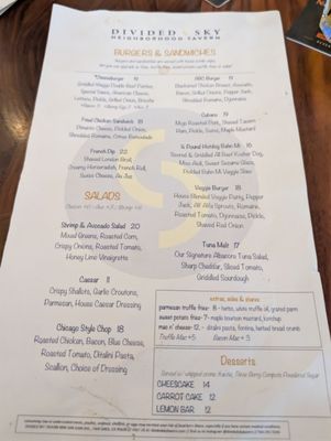 Menu photo 1 Divided Sky Tavern Fair Oaks, CA