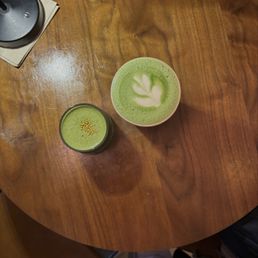 hot uji matcha (right) matcha sour (left)