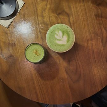Thē Soirēe - hot uji matcha (right) matcha sour (left) - Coffee & Tea Near Me - New York, New York