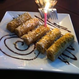 They treated us to a birthday baklava plate on the house! Thank you!! This is unbelievably yummy, not your typical. Need to try them. They treated us to a birthday baklava plate on the house! Thank you!! This is unbelievably yummy, not your typical. Need to try them.