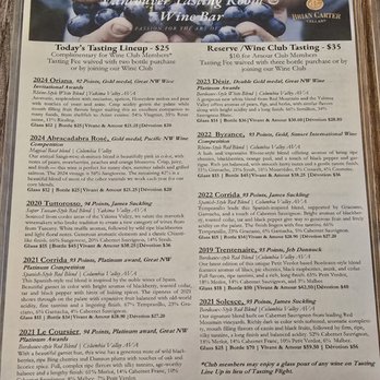 Brian Carter Cellars - Wine Menu - Wine Bars Near Me - Vancouver, Washington