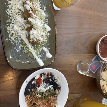 Rosa Mexicano - Chicken Flautas and a side of black beans and rice - Mexican Near Me - Ardmore, Pennsylvania