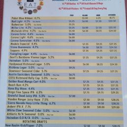 Beer menu Beer menu