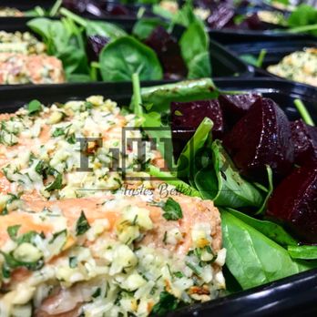 Miami FitBox - Herb Crusted Salmon Fillet w/ spinach and roasted balsamic beets salad - Health Markets Near Me - Miami, Florida
