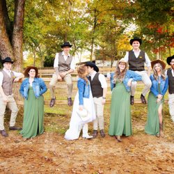 Bride and Groom Kiss in this fun Bridal Party shot at their back yard horse stable wedding.
#Photographers, #WeddingPhotographers
