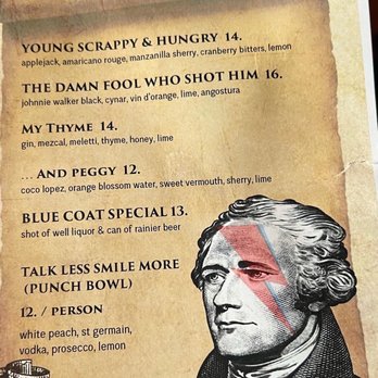 The Carlile Room - Themed drinks for Hamilton - New American Near Me - Seattle, Washington