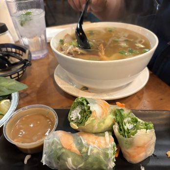 Pho Rice & Roll'd - Combination egg noodle soup and shrimp and avocado spring roll which both of the dishes are delicious. - Vietnamese Near Me - Tracy, California Pho Rice & Roll'd - Combination egg noodle soup and shrimp and avocado spring roll which both of the dishes are delicious. - Vietnamese Near Me - Tracy, California
