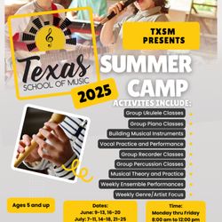 Texas School of Music - Enrollment begins March 1st, 2025! https://txschoolofmusic.com/summer-camp-2025