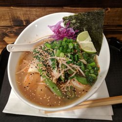 Bad Bones Ramen - Dirty Shrimp Ramen. Very unique, taste like Japanese ramen fusion with Thai pho.