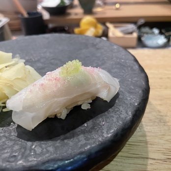 ZUI - Halibut w/ Sakura Salt and Finger Lime - Japanese Near Me - Los Angeles, California ZUI - Halibut w/ Sakura Salt and Finger Lime - Japanese Near Me - Los Angeles, California