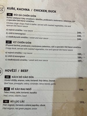Menu photo 2 Old Hanoi Praha 5, PR Menu photo 2 Old Hanoi Praha 5, PR