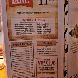 Texas Roadhouse - Early dine menu from 4pm to 5:30 pm Monday- Thursday