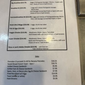 Loco Moco Drive Inn - Breakfast menu 4/12/26 - Hawaiian Near Me - Honolulu, Hawaii