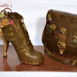 MarQuette's Cake Studio - Steampunk Stiletto Boot and Purse Cakes (all edible)