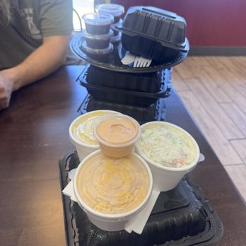 The Rib Shack - Sampler order with two additional small sizes which are pretty big - Barbeque Near Me - Fallbrook, California