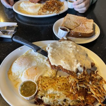 Chelly's Cafe - Country friend steak and eggs, wheat toast, and large breakfast- bacon, two over easy eggs, and hashbrowns. - Cafes Near Me - Palmdale, California Chelly's Cafe - Country friend steak and eggs, wheat toast, and large breakfast- bacon, two over easy eggs, and hashbrowns. - Cafes Near Me - Palmdale, California