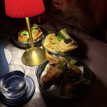 Rewind - hummus with green onion pancake. chicken wings - Karaoke Near Me - Long Island City, New York