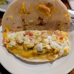 Garcias Restaurant - Migas rancheras taco on homemade flour tortilla