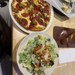 Blackened chicken, Caesar and cauliflower crust pizza Blackened chicken, Caesar and cauliflower crust pizza