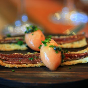 MoVida Aqui - Hand filleted anchovie with tomato sorbet. Do it. - Tapas/Small Plates Near Me - Melbourne, VIC MoVida Aqui - Hand filleted anchovie with tomato sorbet. Do it. - Tapas/Small Plates Near Me - Melbourne, VIC