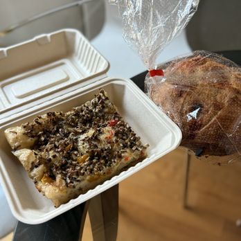 GK Pastry - Left mushroom focaccia and right tomato cheese sourdough - Bakeries Near Me - Mountain View, California