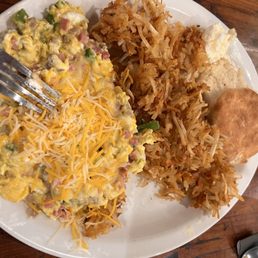 Denver scramble with biscuit