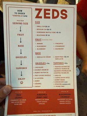 Menu photo 1 Zeds Real Fruit Ice Cream Austin, TX Menu photo 1 Zeds Real Fruit Ice Cream Austin, TX