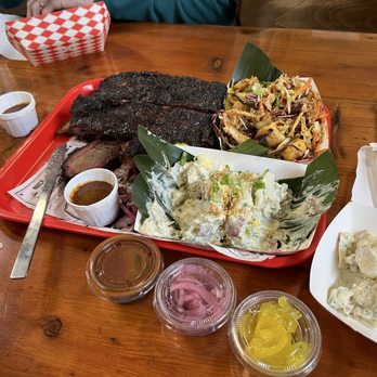 Fikscue Craft BBQ - Beef back ribs, brisket, potato salad and rujak slaw. - Barbeque Near Me - Alameda, California