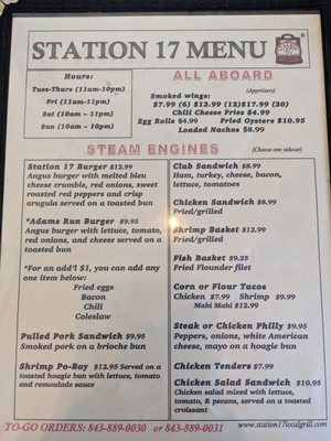 Menu photo 7 Station 17 Adams Run, SC
