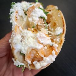Nikos Tacos - Shrimp Street Taco with grilled onions