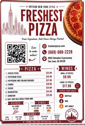 Menu photo 1 Freshest Pizza San Jose, CA Menu photo 1 Freshest Pizza San Jose, CA
