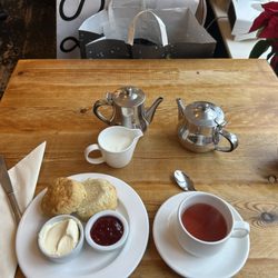Bennett's Cafe & Bistro - Tea service with scone and clotted cream and preserves