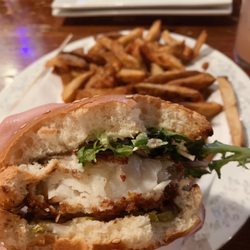 Wrecking Bar Brewpub - Fried fish sandwich with amazing fries!