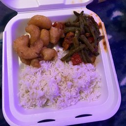 Barely any shrimp, way more green beans than anything, rice portion is below average, what a shame